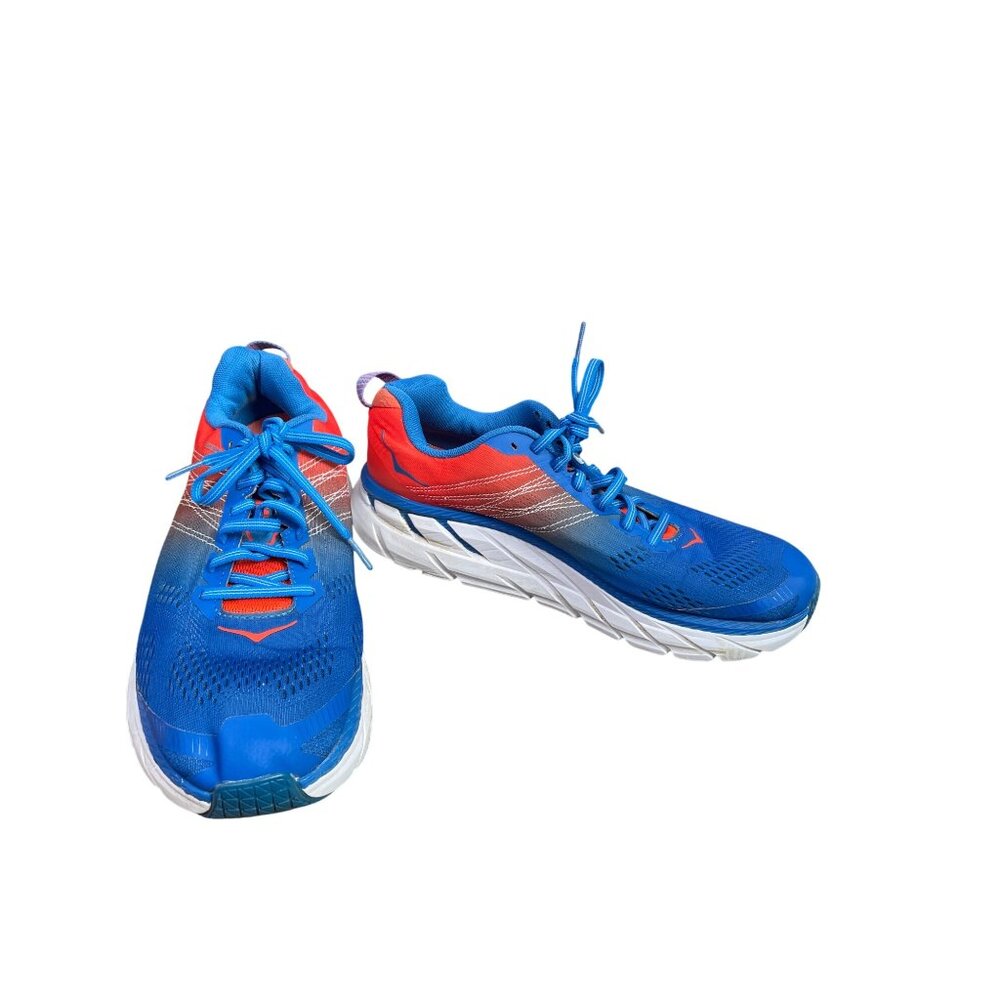 Hoka Clifton 6 Mens Blue Orange Mens Running Sneakers Size 9.5 SKU 9460 - Picture 1 of 16